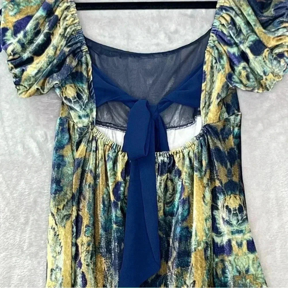 Urban Outfitters Claudette Velvet Babydoll Dress Ruffle Hem Sz XS Fairy Grunge - Picture 7 of 15